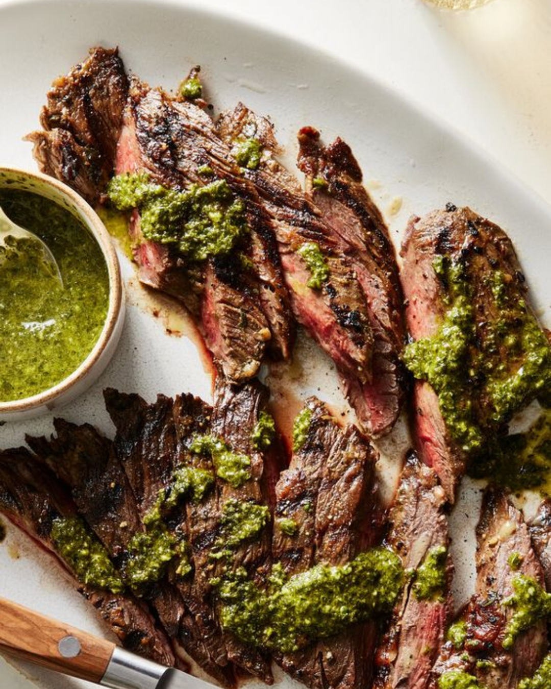 Churrasco Strips in Pesto Sauce