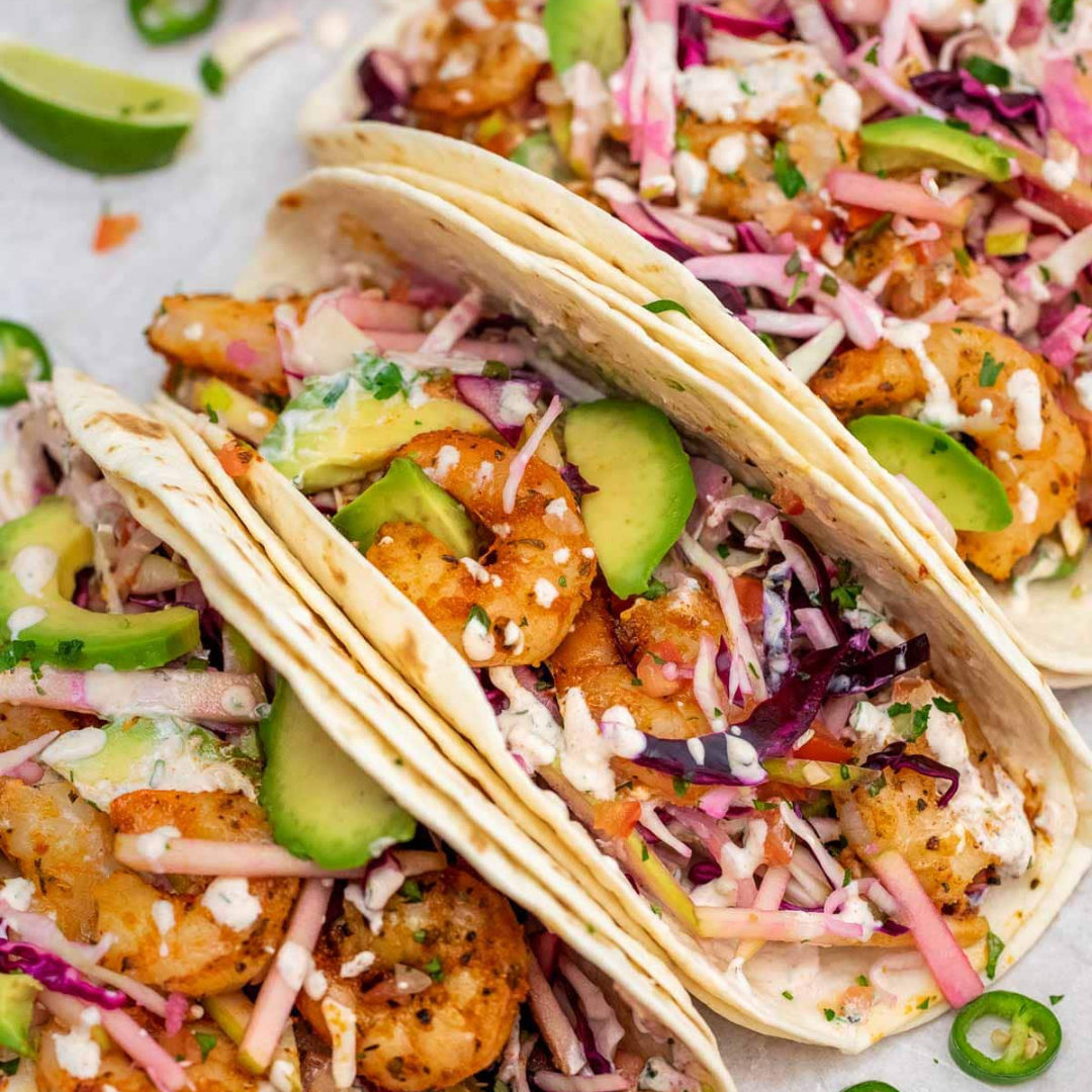 Grilled Shrimp Tacos with Adobo, Tequila and Lime