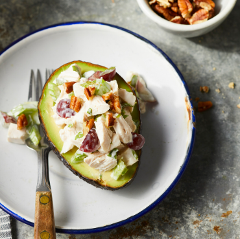 Avocado stuffed with Chicken Salad, Walnuts and Fresh Cheese