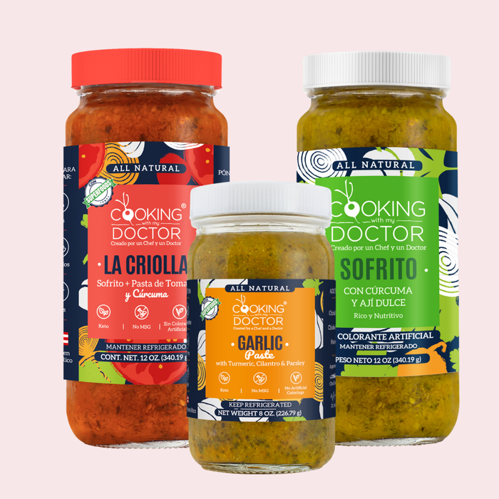 NEW 🔥 EL TRIO DEL SABOR - Garlic Paste, La Criolla Sofrito with Turmeric & Ají Dulce