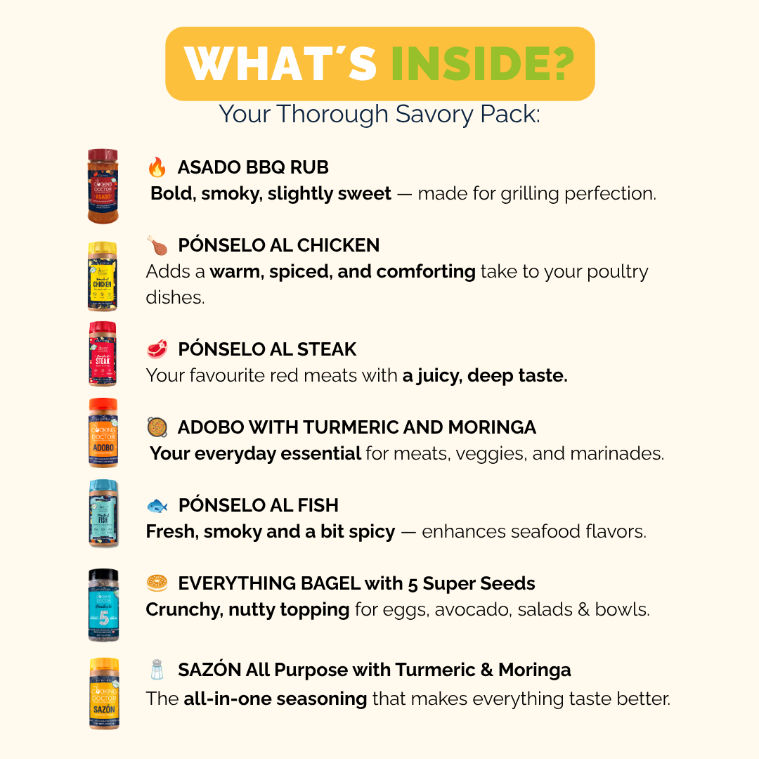 THE HEALTH FOODIE'S STAPLES - Asado, Adobo, Everything Bagel, Sazón, Pónselo al Steak, Chicken & Fish